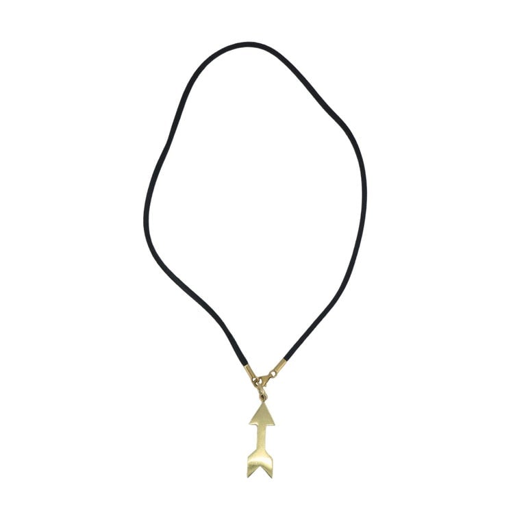 Cartier 18k Gold Arrow Pendant Black Silk Cord Necklace - 3