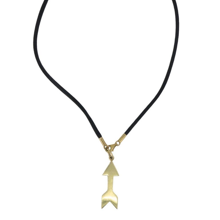Cartier 18k Gold Arrow Pendant Black Silk Cord Necklace - 5