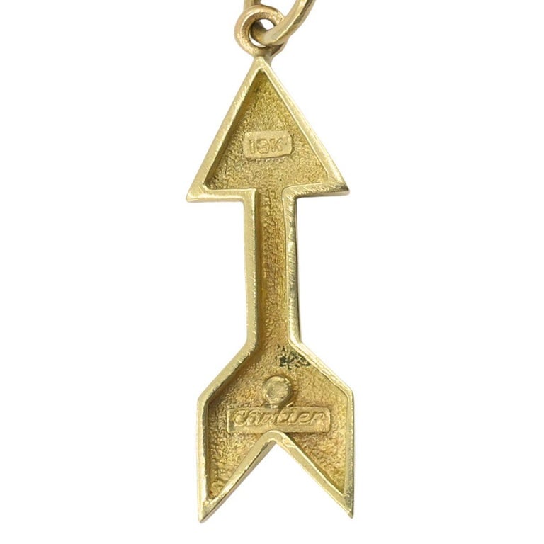 Cartier 18k Gold Arrow Pendant Black Silk Cord Necklace - 7