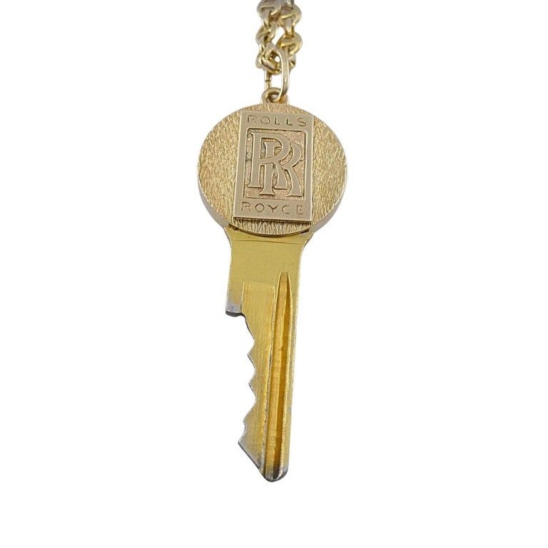 Vintage Cartier 14k Gold Rolls-Royce Key Pendant Necklace - 3