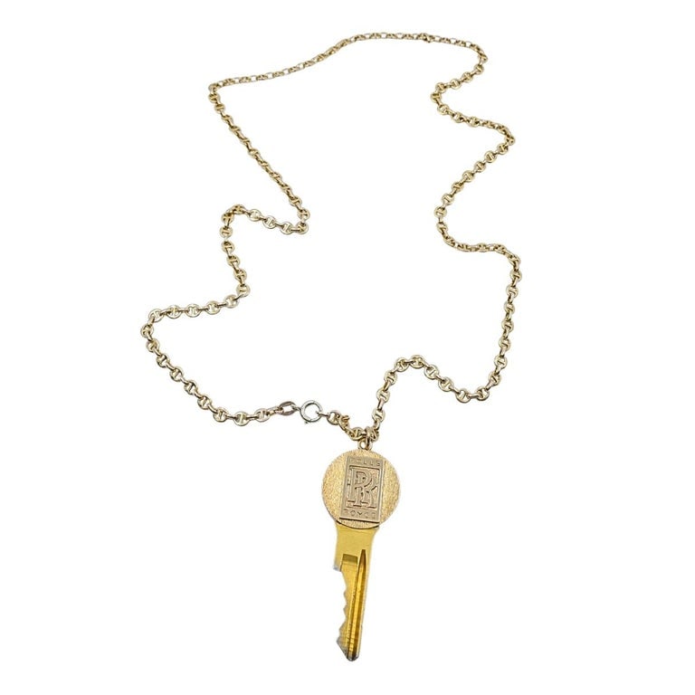 Vintage Cartier 14k Gold Rolls-Royce Key Pendant Necklace - 6