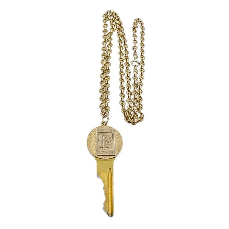 Vintage Cartier 14k Gold Rolls-Royce Key Pendant Necklace - 8