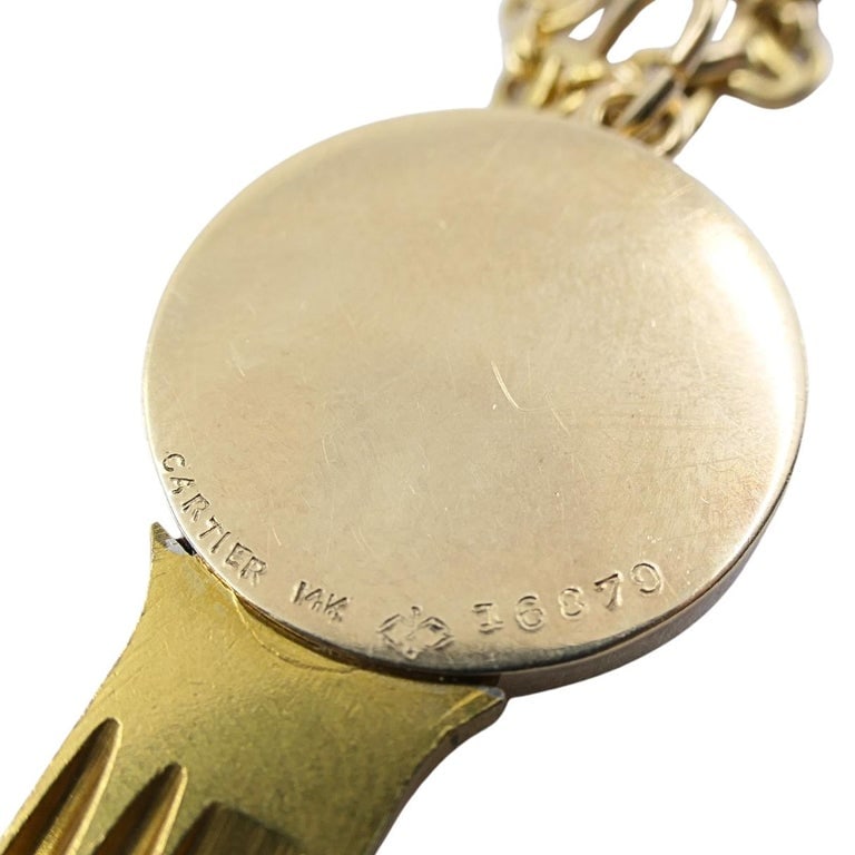 Vintage Cartier 14k Gold Rolls-Royce Key Pendant Necklace - 9