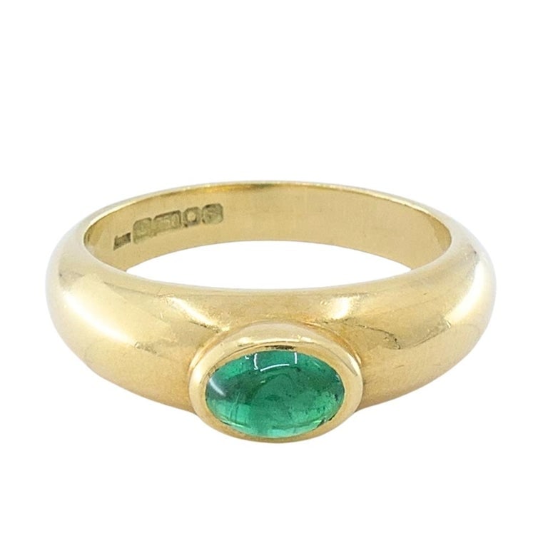 Asprey London 18k Gold Oval Cabochon Emerald Ring - 6