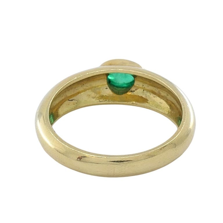 Asprey London 18k Gold Oval Cabochon Emerald Ring - 8