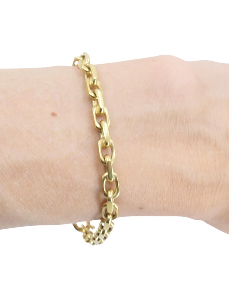 Vintage 18k Gold Charm Bracelet Oval Link Gold Bracelet - 2