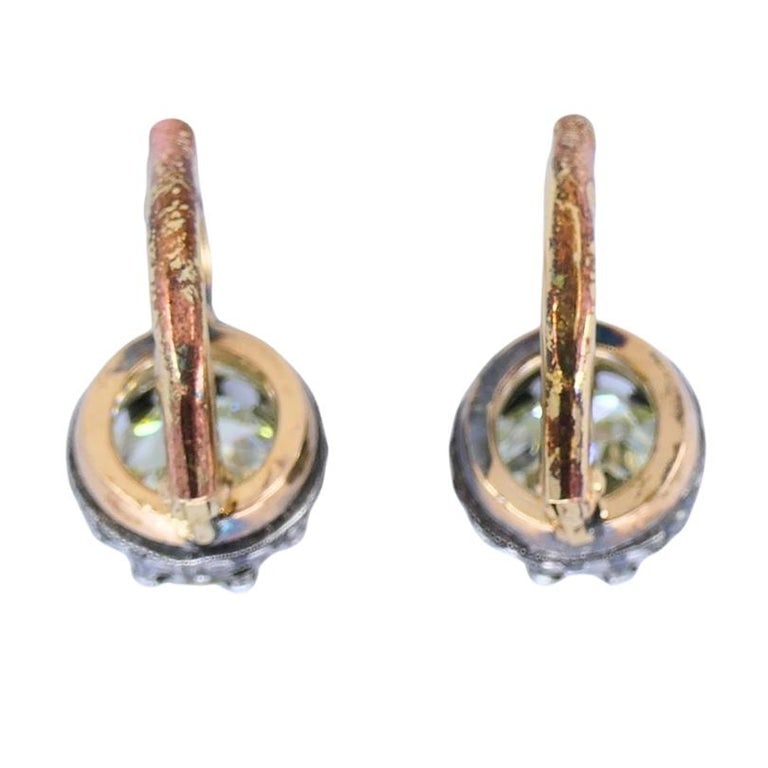 Victorian Diamond Drop Earrings 14k Gold Silver Old European Cut, Antique - 6