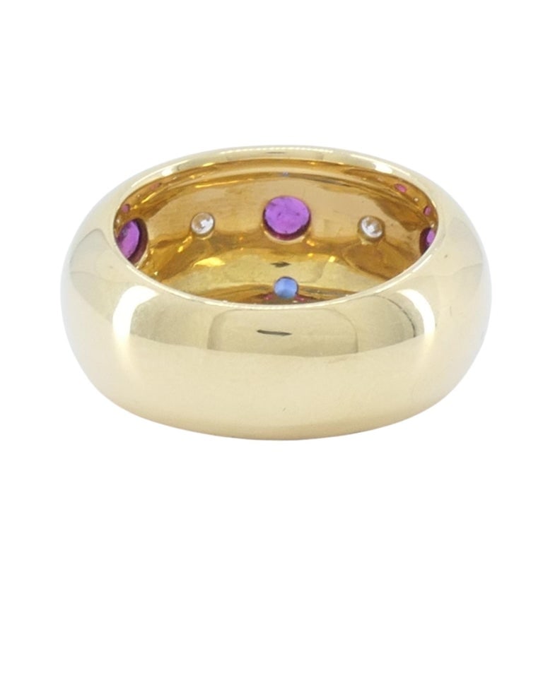Cartier Vintage Dome Ring Gold Gemstones Enamel Size 5.75 - 5