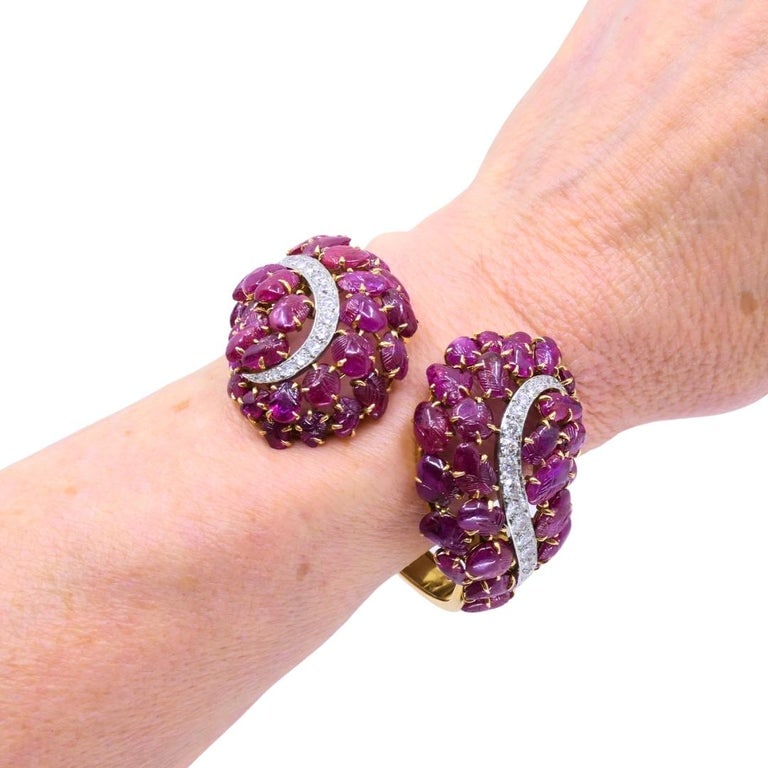 Boucheron Ruby Bracelet Diamond Gold Platinum Burmese Ruby GIA, French - 3
