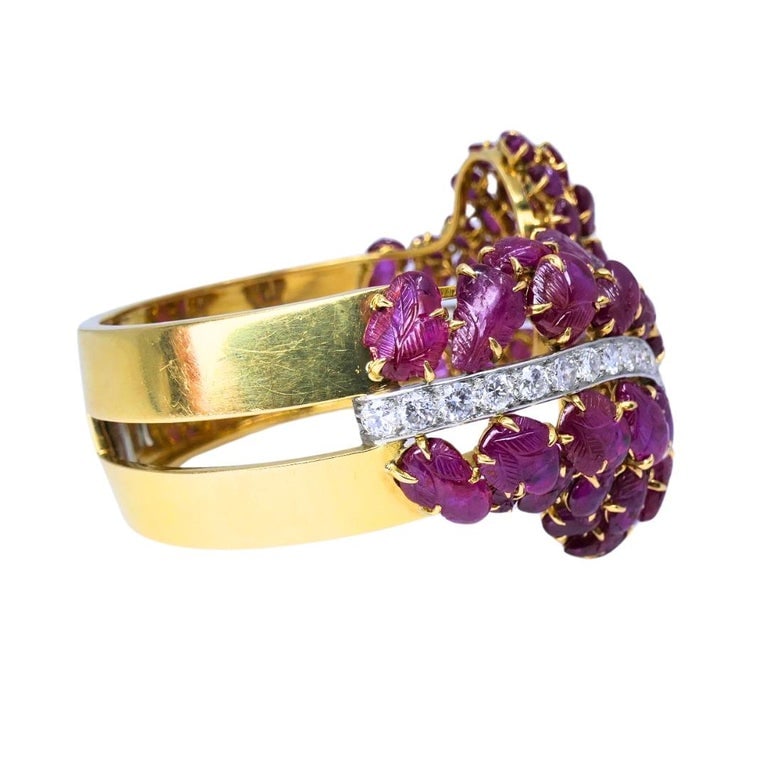 Boucheron Ruby Bracelet Diamond Gold Platinum Burmese Ruby GIA, French - 6