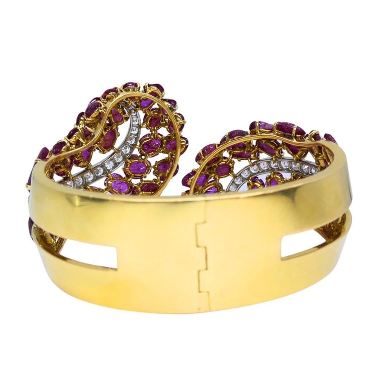 Boucheron Ruby Bracelet Diamond Gold Platinum Burmese Ruby GIA, French - 8