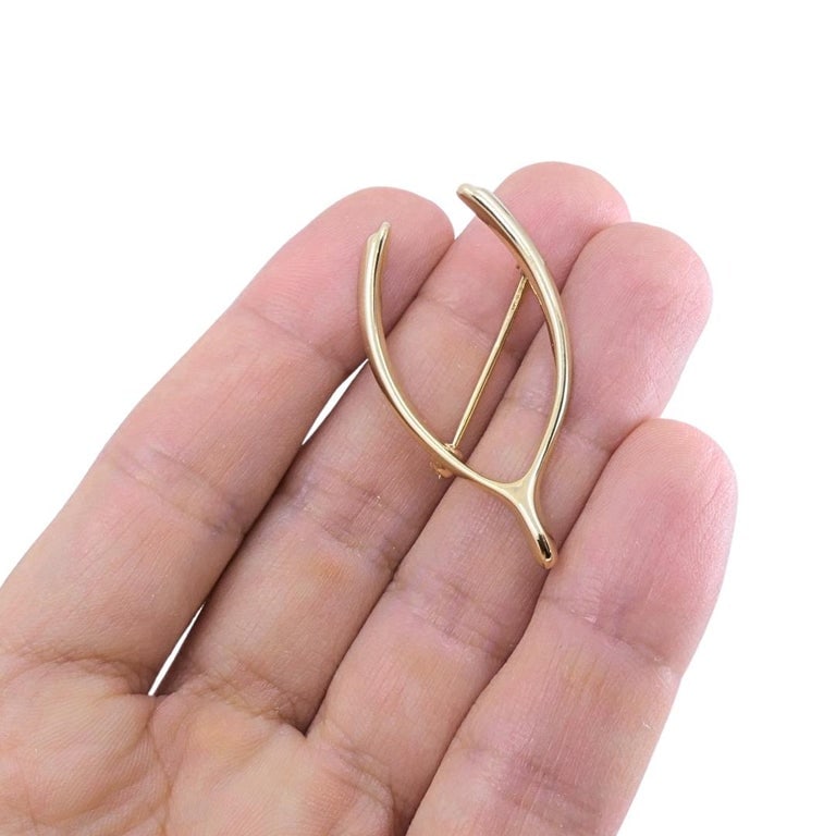 Tiffany & Co. 14k Yellow Gold Wishbone Brooch Pin - 2