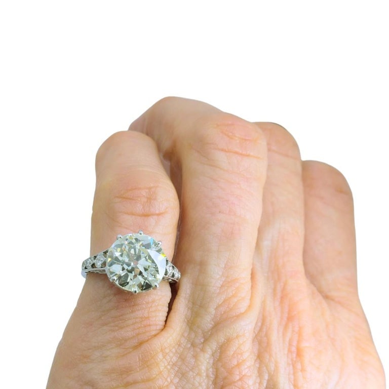 Art Deco Engagement Ring Old European Cut Diamond Platinum Ring Solitaire - 10