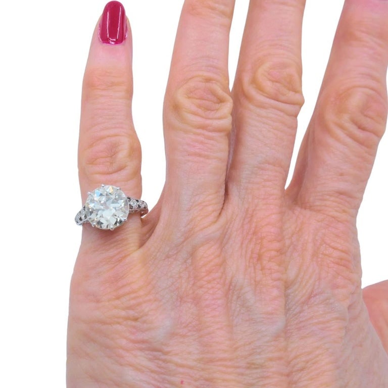 Art Deco Engagement Ring Old European Cut Diamond Platinum Ring Solitaire - 2