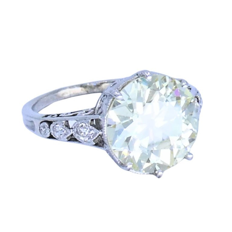 Art Deco Engagement Ring Old European Cut Diamond Platinum Ring Solitaire - 5