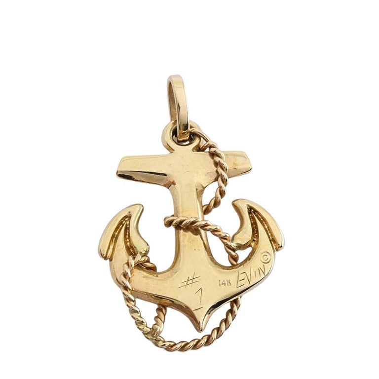 14k Gold Anchor Pendant 14k Wire Choker Necklace - 6
