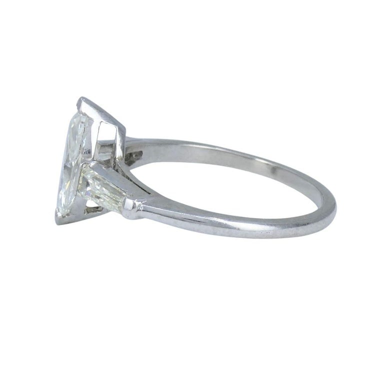 Vintage Platinum 1.07 Carat Marquise Diamond Three Stone Ring - 6