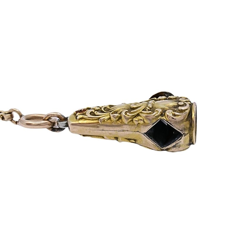 Antique 10k Gold Cigar Cutter Pendant 10k Gold Watch Chain Necklace - 8