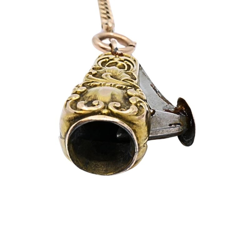 Antique 10k Gold Cigar Cutter Pendant 10k Gold Watch Chain Necklace - 9