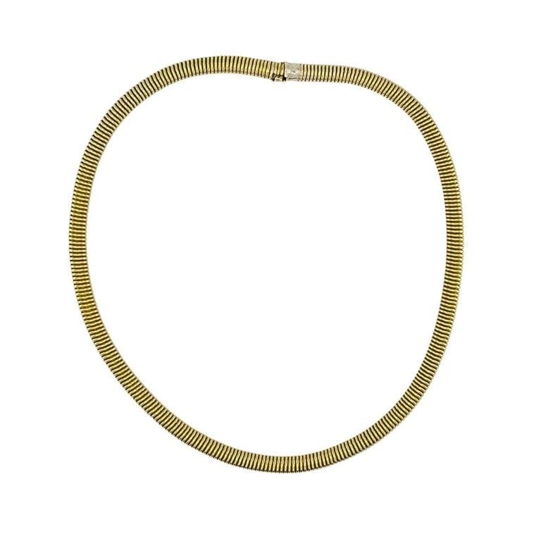 Vintage French 18k Gold Tubogas Coil Necklace - 3
