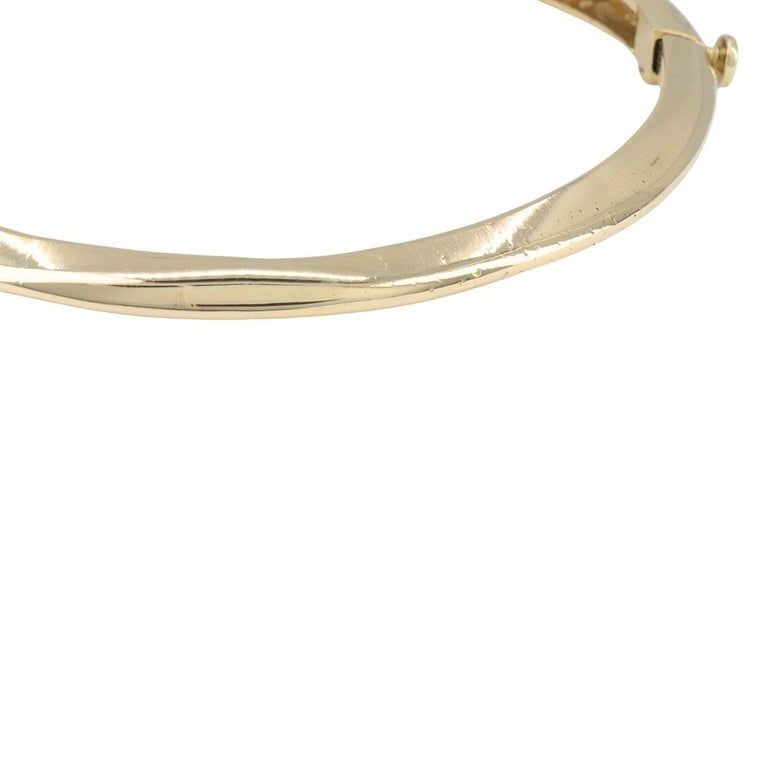Antique Victorian 14k Yellow Gold Pearl Diamond Hinged Bangle Bracelet - 9