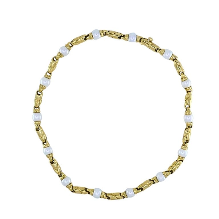 Bvlgari Bulgari Passo Doppio Pearl 18k Gold Link Necklace - 3