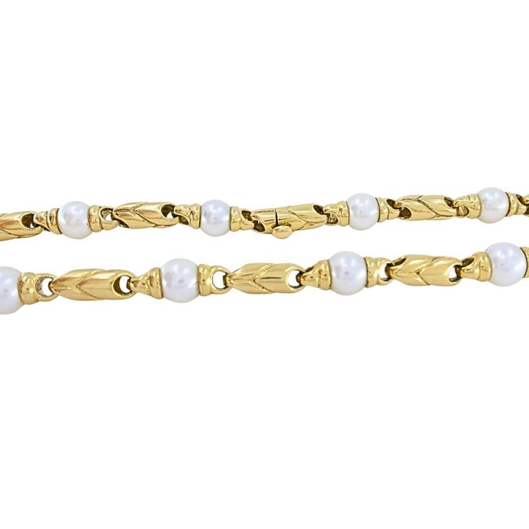 Bvlgari Bulgari Passo Doppio Pearl 18k Gold Link Necklace - 5