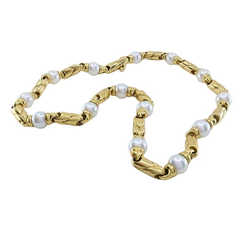 Bvlgari Bulgari Passo Doppio Pearl 18k Gold Link Necklace - 6