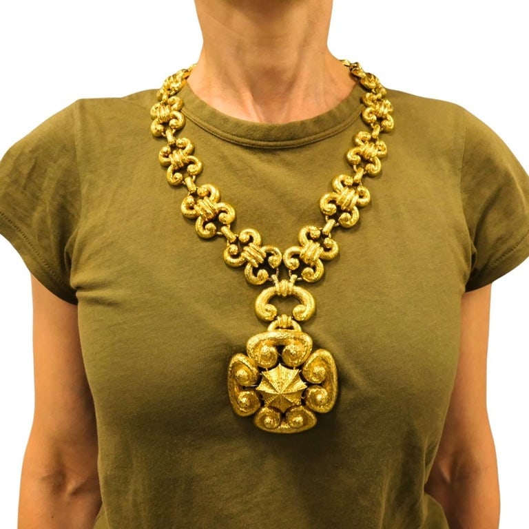 Vintage David Webb 18k Gold Necklace Removable Pendant Brooch Sautoir - 3