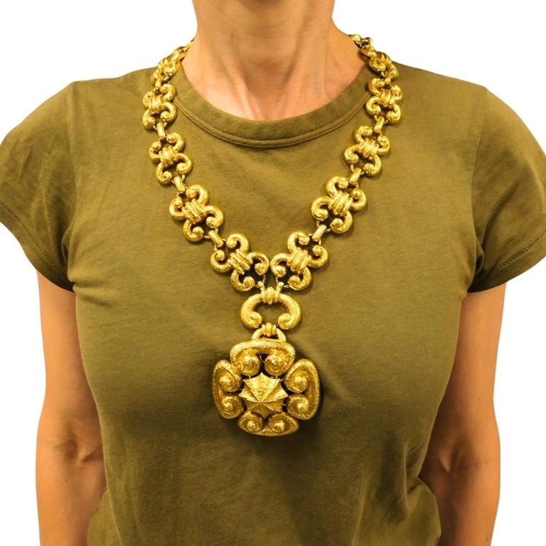 Vintage David Webb 18k Gold Necklace Removable Pendant Brooch Sautoir - 4