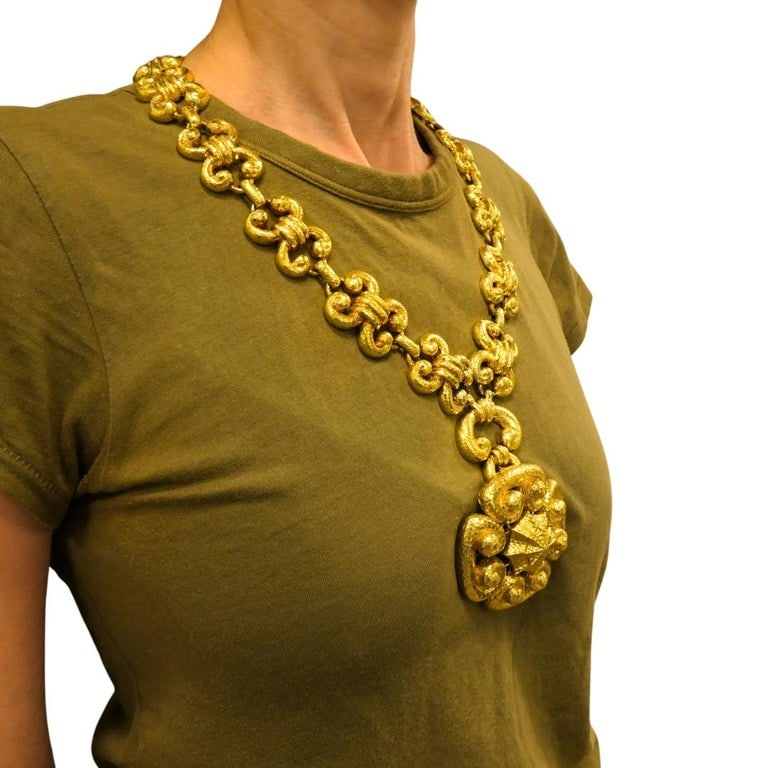 Vintage David Webb 18k Gold Necklace Removable Pendant Brooch Sautoir - 5
