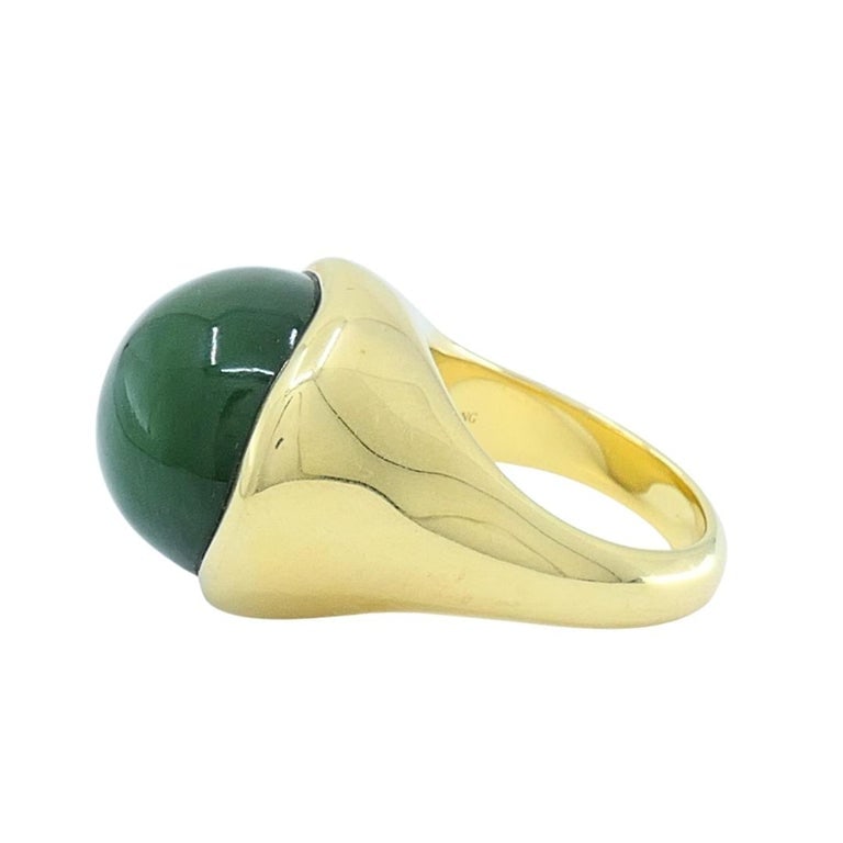 Tiffany & Co. Elsa Peretti 18k Gold Jade Cabochon Dome Ring - 6
