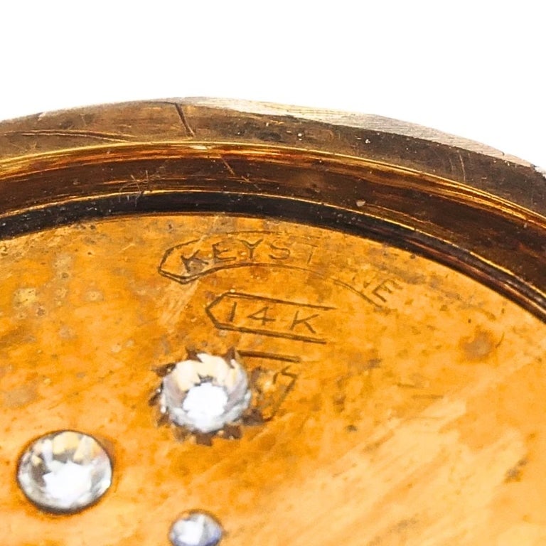 Antique Elgin 14K Gold Keystone Hunter Case Pocket Watch Diamond Butterfly - 11