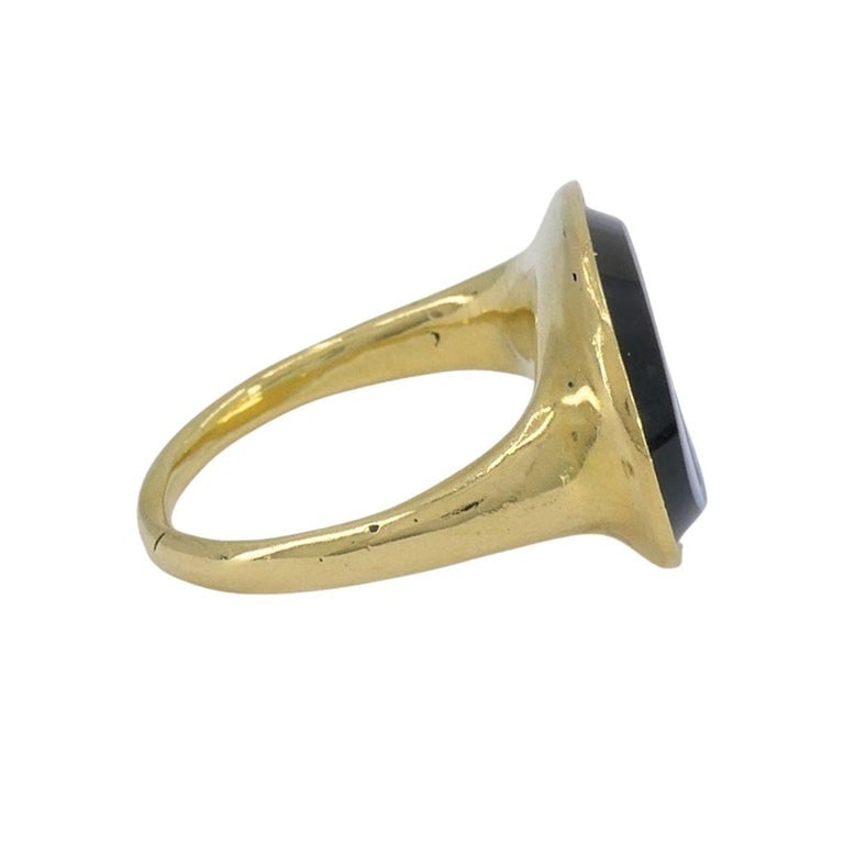 Vintage 18k Gold Hardstone Intaglio Signet Ring - 6