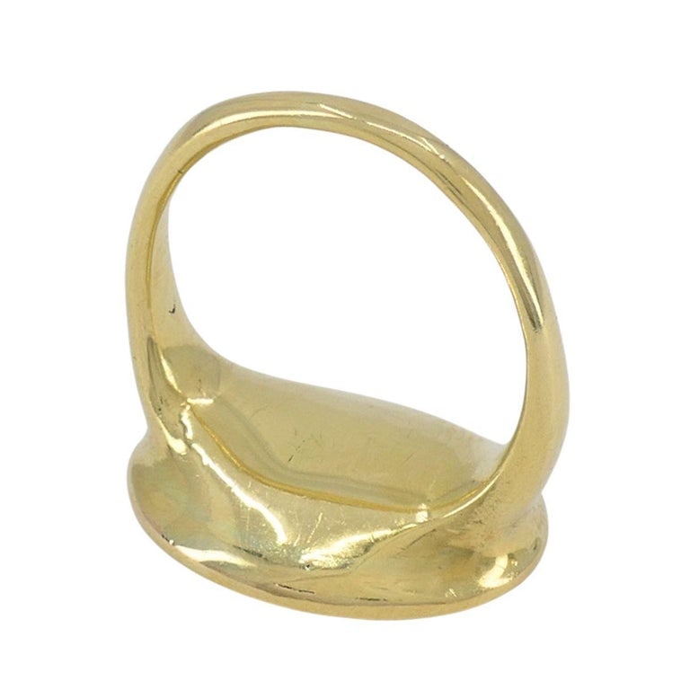 Vintage 18k Gold Hardstone Intaglio Signet Ring - 8