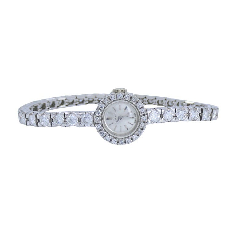 Vintage Longines Swiss 18k White Gold Diamond Lady's Wrist Watch - 6