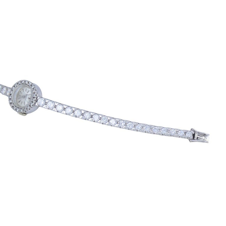 Vintage Longines Swiss 18k White Gold Diamond Lady's Wrist Watch - 7