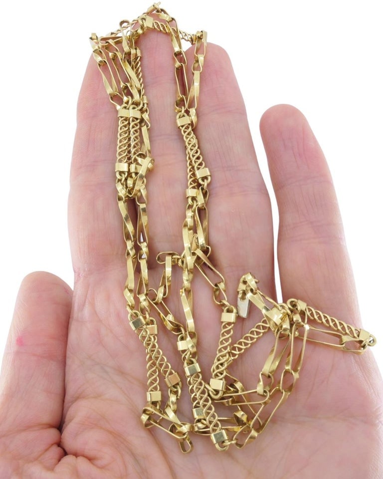 Vintage 18k Yellow Gold Chain Necklace 36â€ Long - 7