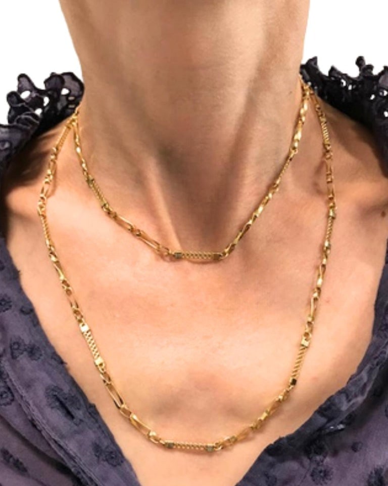 Vintage 18k Yellow Gold Chain Necklace 36â€ Long - 8