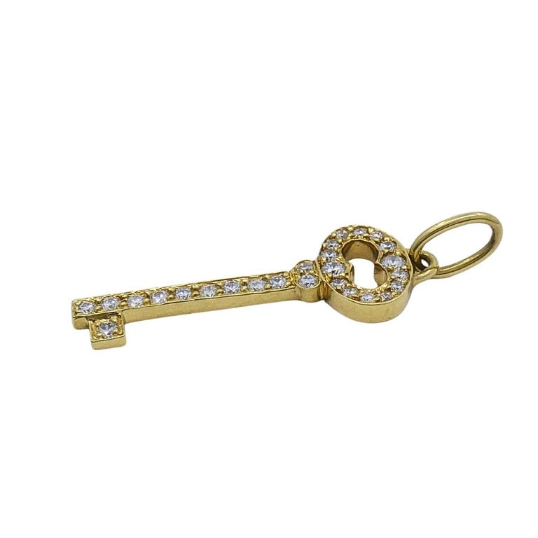 Tiffany & Co. 18k Yellow Gold Diamond Key Pendant - 4