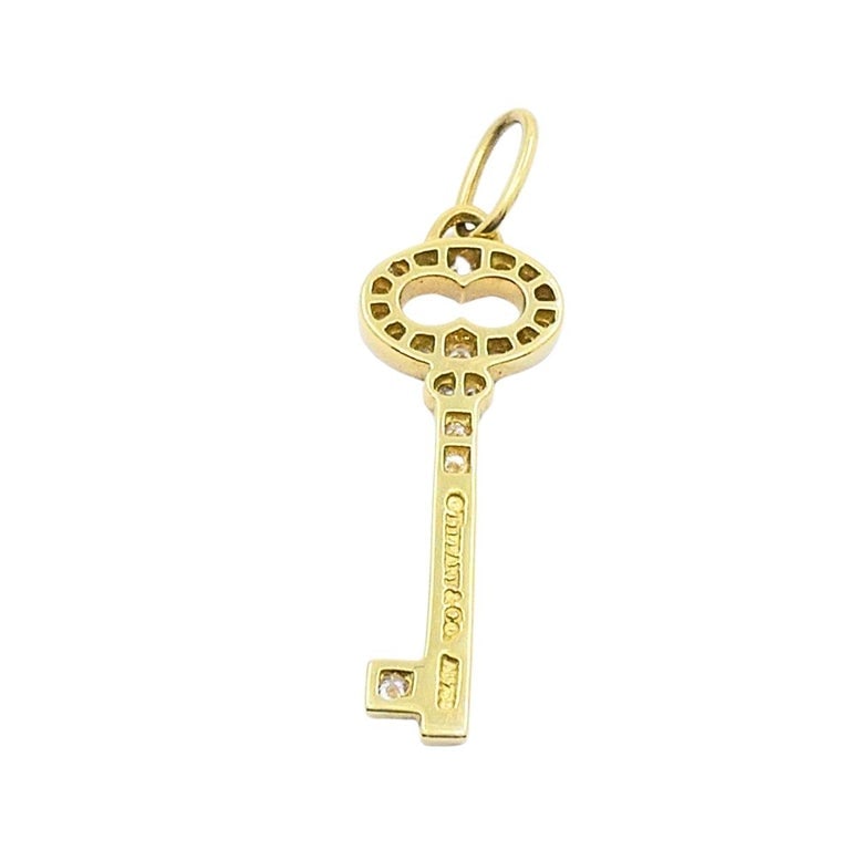 Tiffany & Co. 18k Yellow Gold Diamond Key Pendant - 6