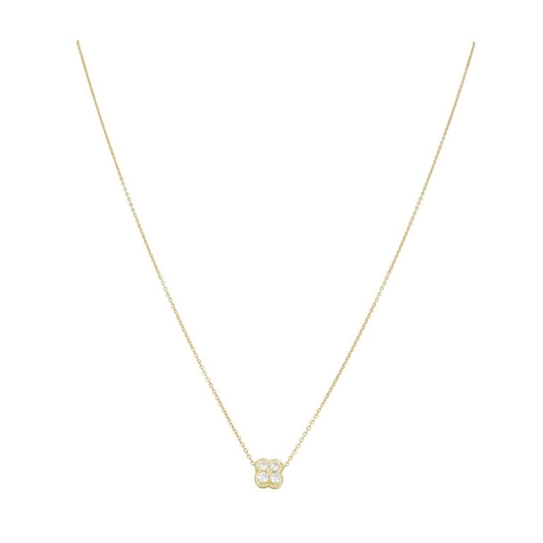 Tiffany & Co. 18k Gold Diamond Flower Pendant Necklace - 3
