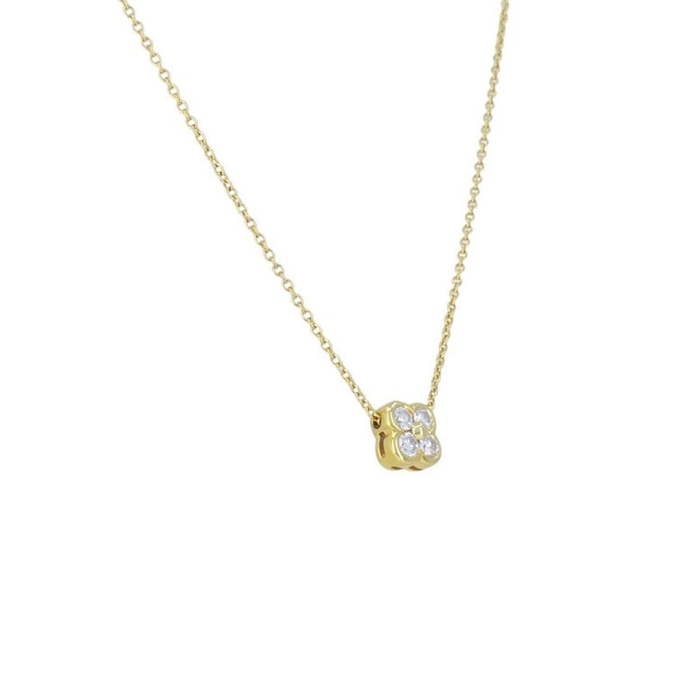 Tiffany & Co. 18k Gold Diamond Flower Pendant Necklace - 4