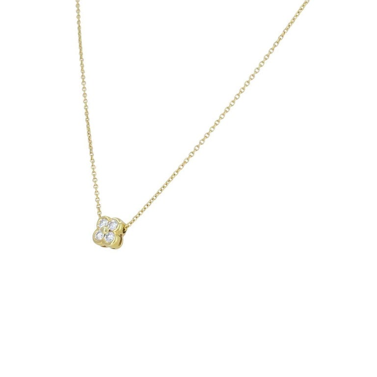 Tiffany & Co. 18k Gold Diamond Flower Pendant Necklace - 5
