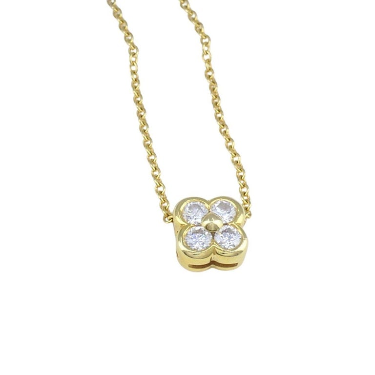 Tiffany & Co. 18k Gold Diamond Flower Pendant Necklace - 6