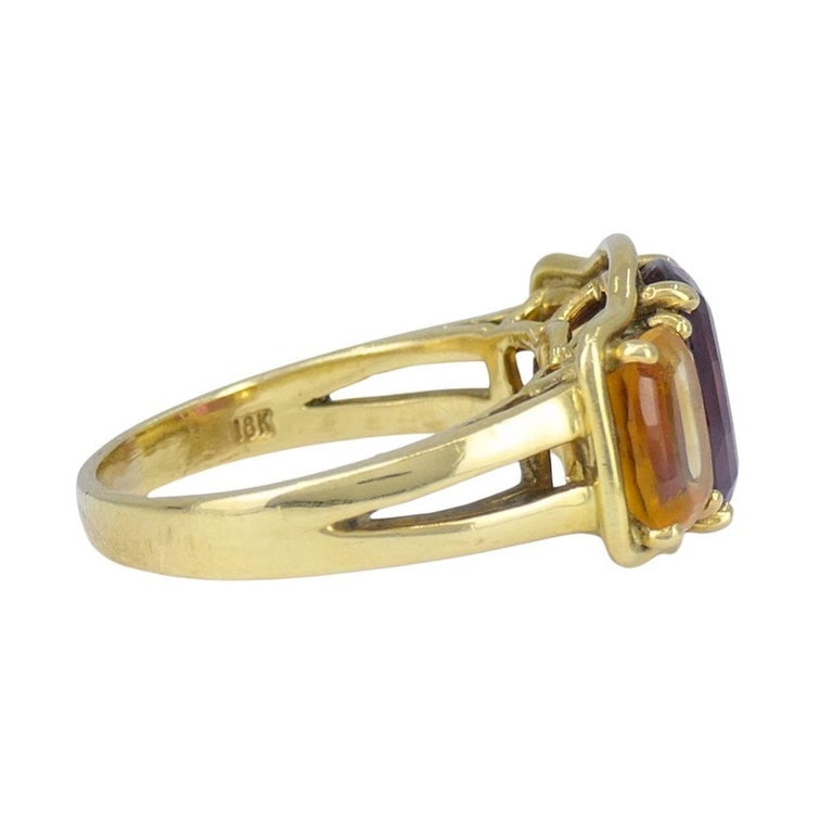Verdura 18k Gold Rubellite and Madeira Citrine Three Stone Ring - 6