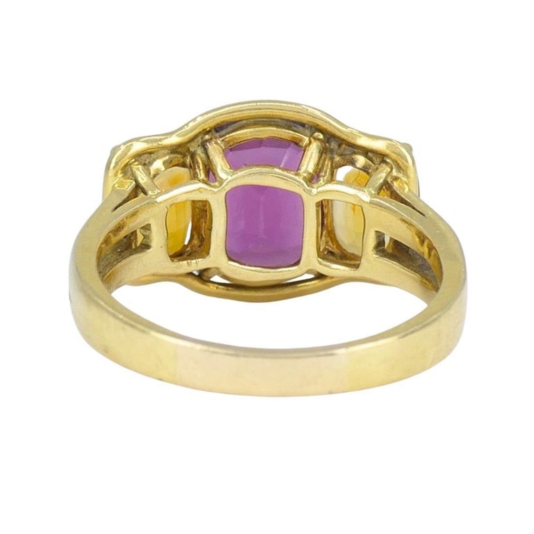 Verdura 18k Gold Rubellite and Madeira Citrine Three Stone Ring - 7