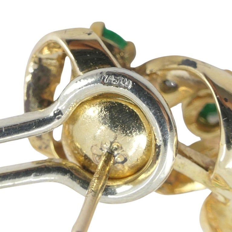 Vintage Asprey & Co. 18k Gold Diamond Emerald Circular Earrings - 9