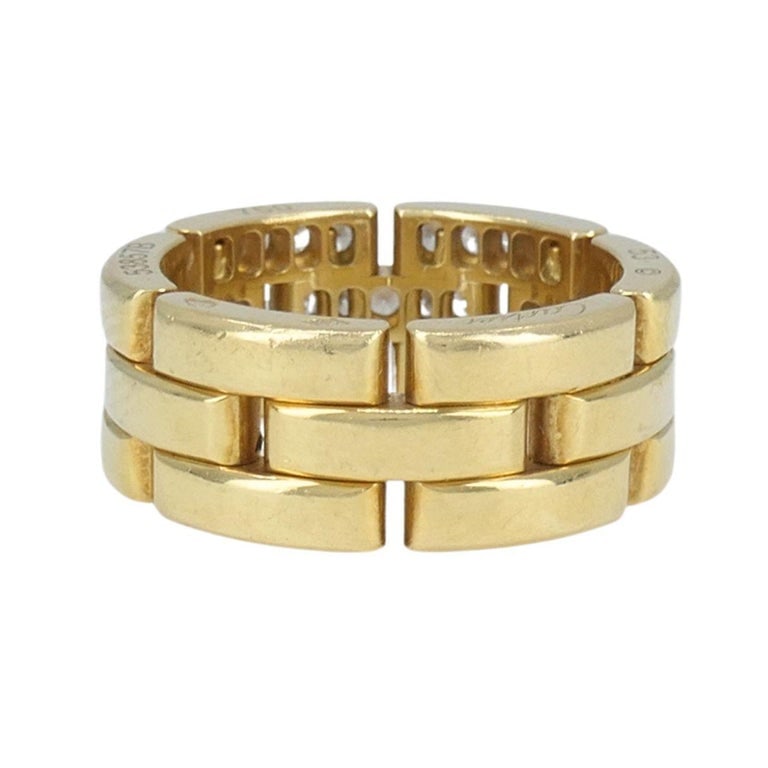 Cartier 18k Gold Diamond Triple Row Maillon Panthere Ring - 6
