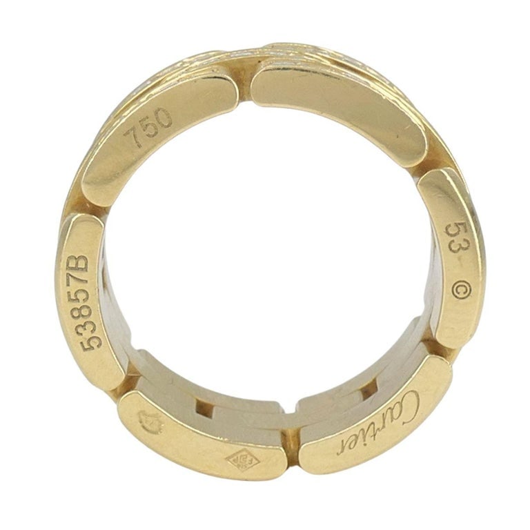 Cartier 18k Gold Diamond Triple Row Maillon Panthere Ring - 9